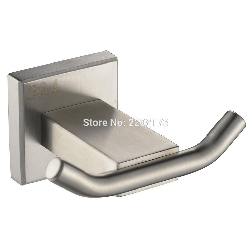 Eigentijds En Gecontracteerde Badkamer Geborsteld Nikkel Dubbele Robehaak SUS 304 Rvs Wall Mount