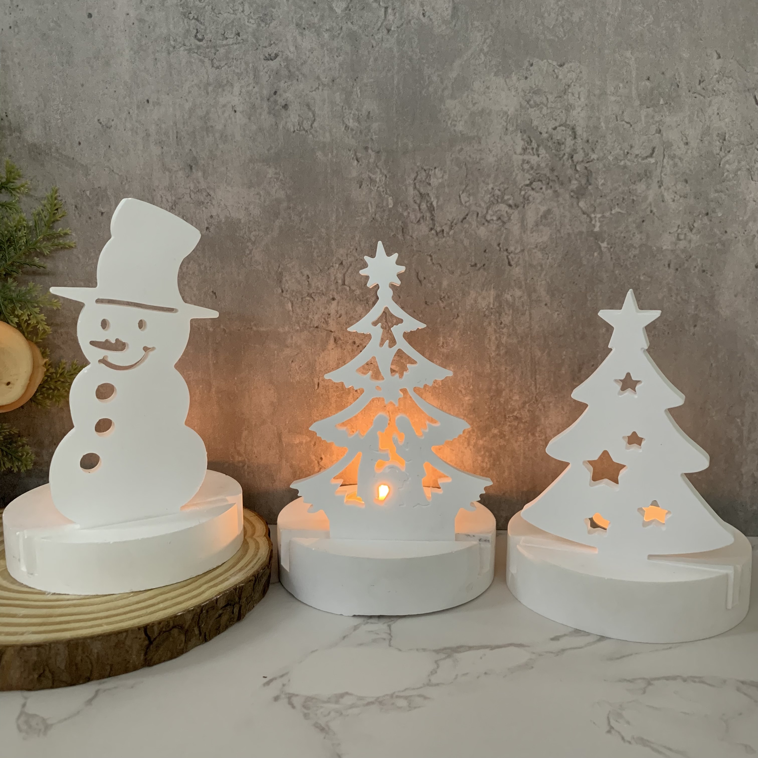 Serie natalizia portacandele stampo in silicone fai da te pupazzo di neve alce casa candeliere ornamento stampo in resina artigianato in gesso 3D decorazioni per la casa