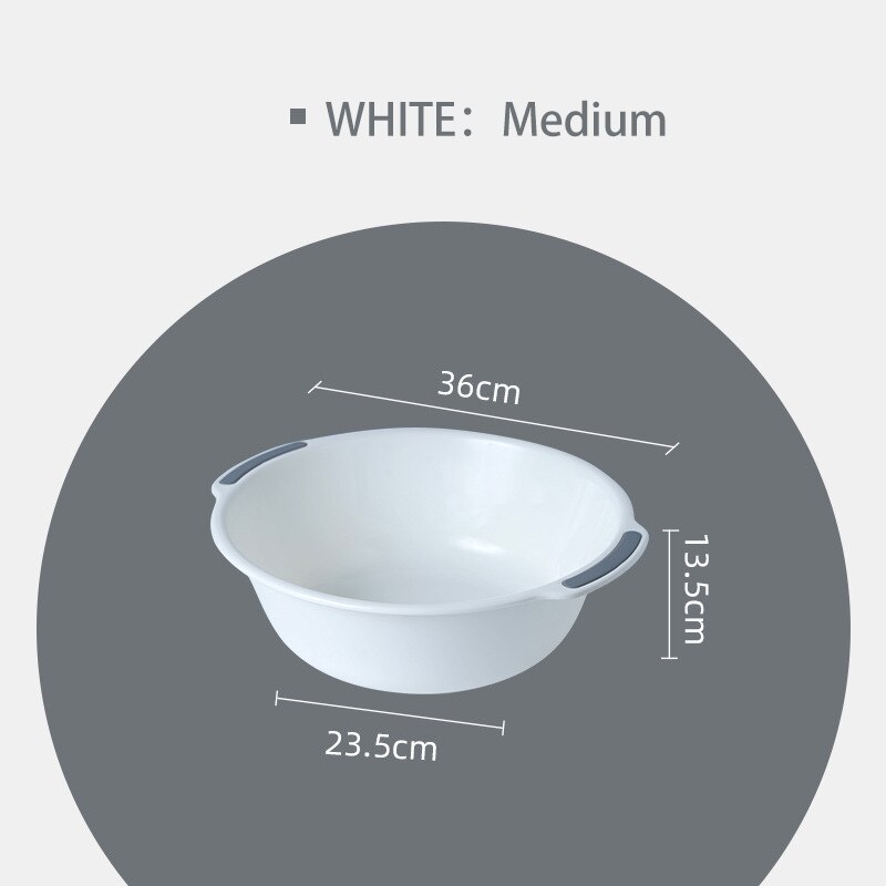 Household Large Thickened Baby Washing Clothes Plastic Washbasin Kitchen Fruit Dish Basin Student Dormitory Washbasin Washbasin: White Medium