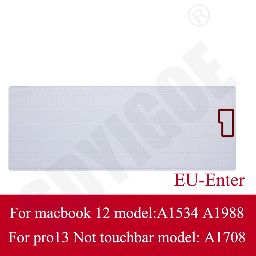 Hiszpański Laptop kolor silikonowa klawiatura pokrywa dla macbook pro13 A1708 A1988 12 &quot;retina A1534 A1931 folia ochronna klawiatura przypadku: EU Spanish Clear