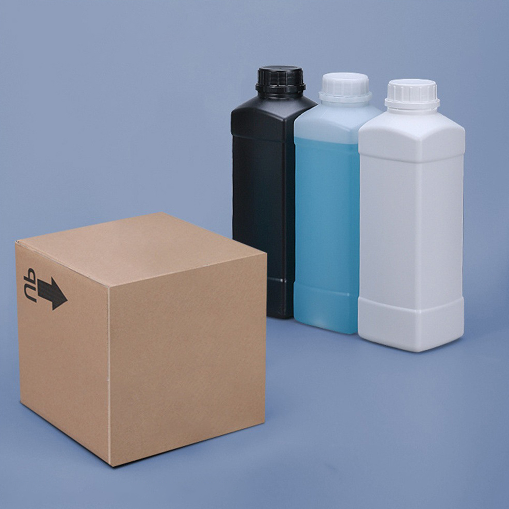 Bouteille en plastique carrée vide avec couvercle, récipient HDPE de alimentaire, shampoing, Lotion, peinture, bouteille rechargeable