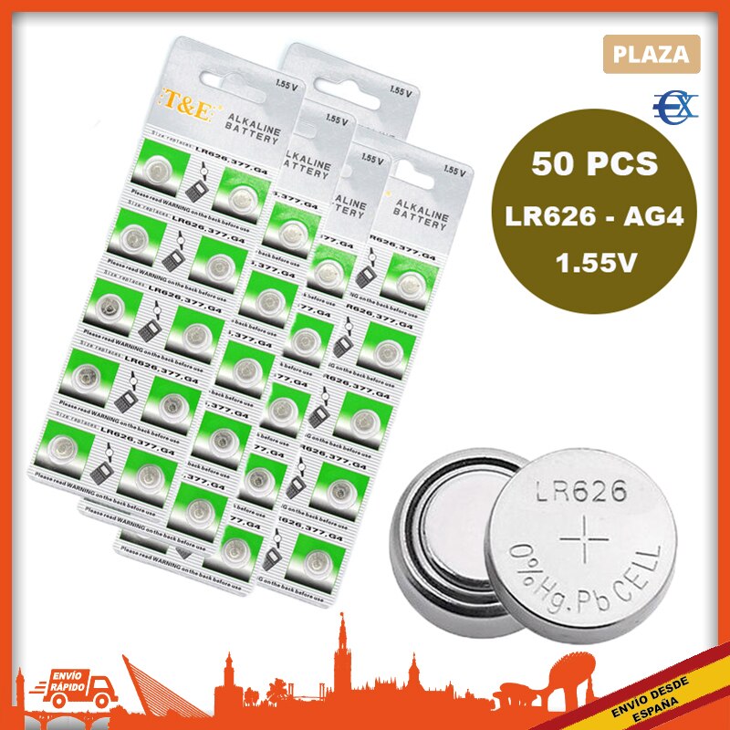 EUROXANTY®| Button batteries | LR626 | AG4 | 50pcs | Button batteries | Clock battery | Button cell | LR626 batteries | Clock batteries