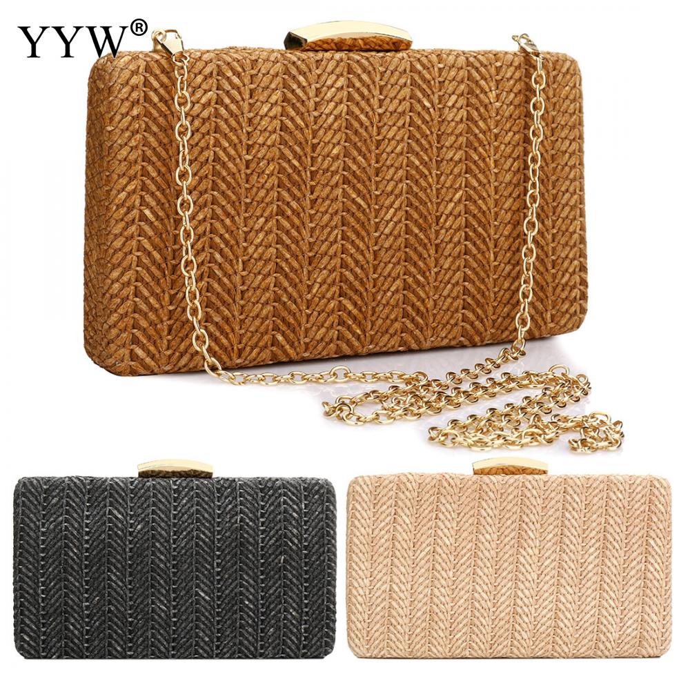 YYW Stro Weven Clutch Bag Voor Vrouwen Vintage Sac Belangrijkste Femme Kaki Geweven Zomer Strand Schoudertas Avond Party bruiloft Tas