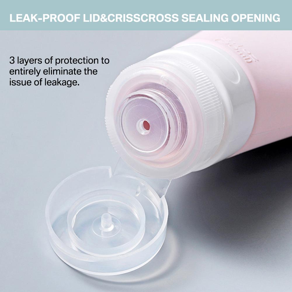 3Pcs 60/90ml Silicone Refillable Bottle Travel Shampoo Bottle Lotion Travel Packing Press Bottles Portable Cosmetic Container