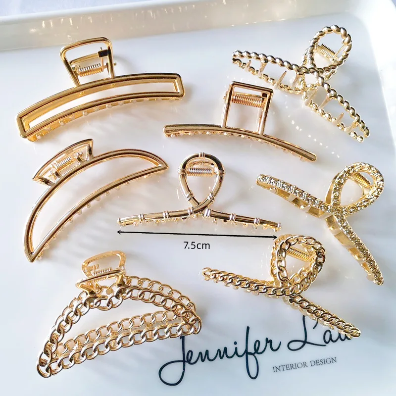 1 pieza de tocado de garra de pelo geométrico salvaje Simple a la para mujeres y niñas, pinza de pelo de Metal de cangrejo, accesorios de garra, tocado