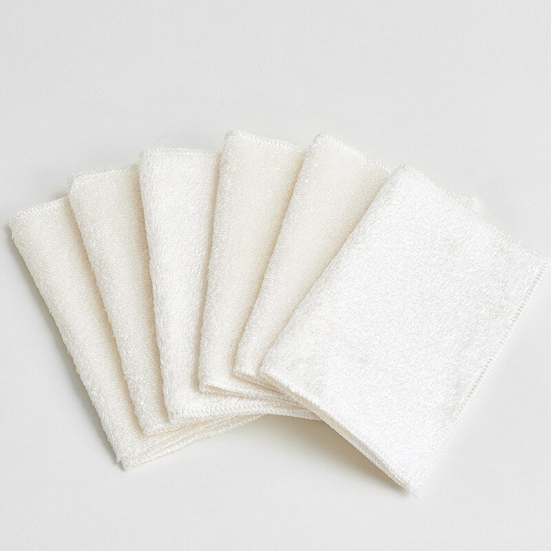 6Pcs 20x25cm White Dish Cloth Solid Color Kitchen Cleaning Towel Thick Rag Absorbent Scouring Pads