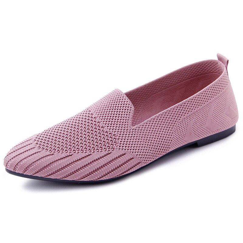 Moda lato kobiety mieszkania szpiczasty nosek komfort ślubne baleriny damskie obuwie damskie płaskie obuwie dzianinowe sandały Slip-on