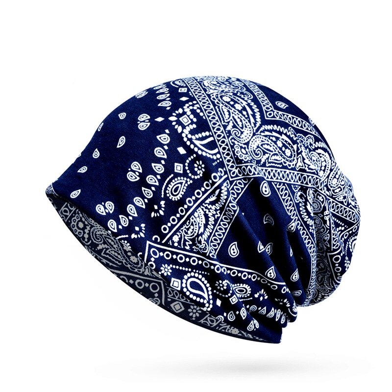 Women Beanies Cap Scarf Printed Sunshade Breathable Elastic Cotton Hat Neck Warmer Headwear Recommend: 11