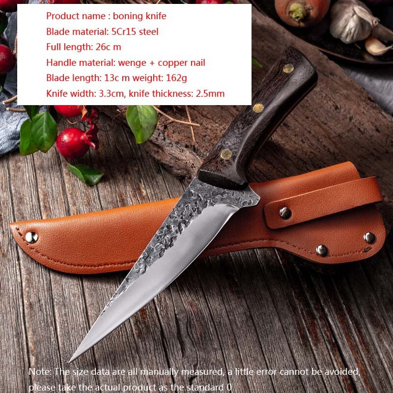 Forged Boning Knife Handmade Kitchen Knife Set Stainless Steel Fishing Butcher Meat Fish Sushi Knife Fruit Vegetables Knives: knife with cover 3