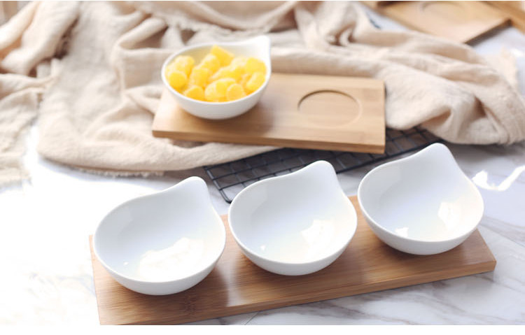 Keramik Snacks Platten mit Bambus Tablett Japan Stil Kreative Obst Platte Nachmittag Tee Tabletts Nachspeisen Platte Soße Gericht