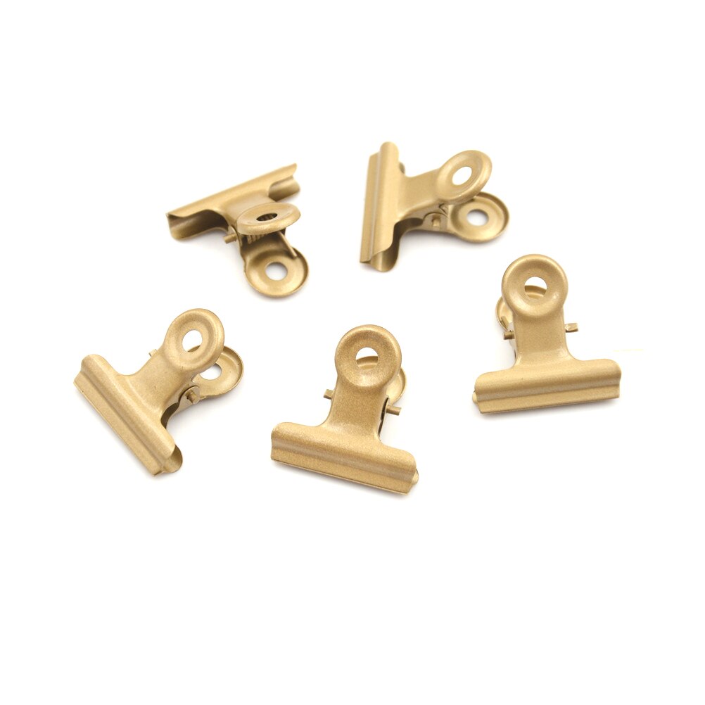 5pcs Colorful Metal Binder Clips Cute Folder Notes Letter Paper Clip Documents Clamp School Office Stationery 12 Colors: Gold