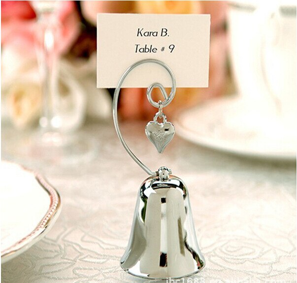 Nyhed sæde kortholder til bryllup harpiks / metal besked kortholder skrivebord foto holder: Klokke