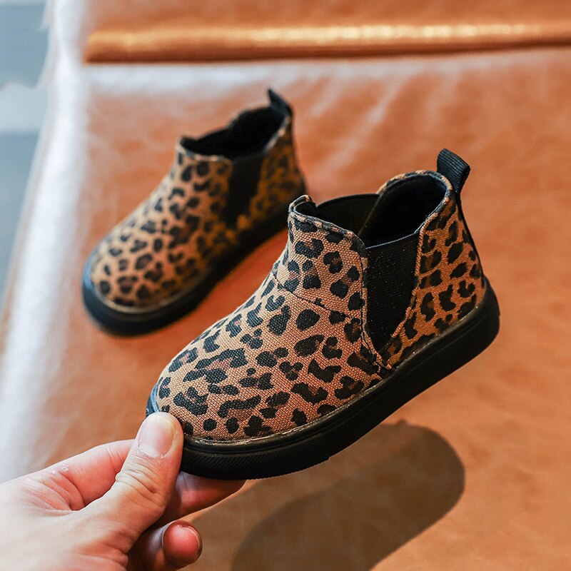 Ragazze aumento Autunno Nuovi Bambini Brevi Caricamenti Del Sistema di Modo Della Stampa Del Leopardo Scarpe per Bambini Ragazzi Della Caviglia Stivali casuale scarpe da ginnastica SZ311: SZ311Brown / CN 24 insole 15cm