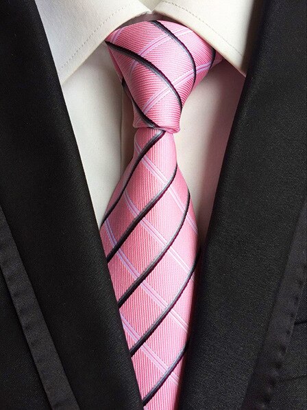 Tilbehør slips til mænd stribet mønster business silkeslips pink rød sort blå gul marineblå lilla orange grøn slips gravatas: Lw 16