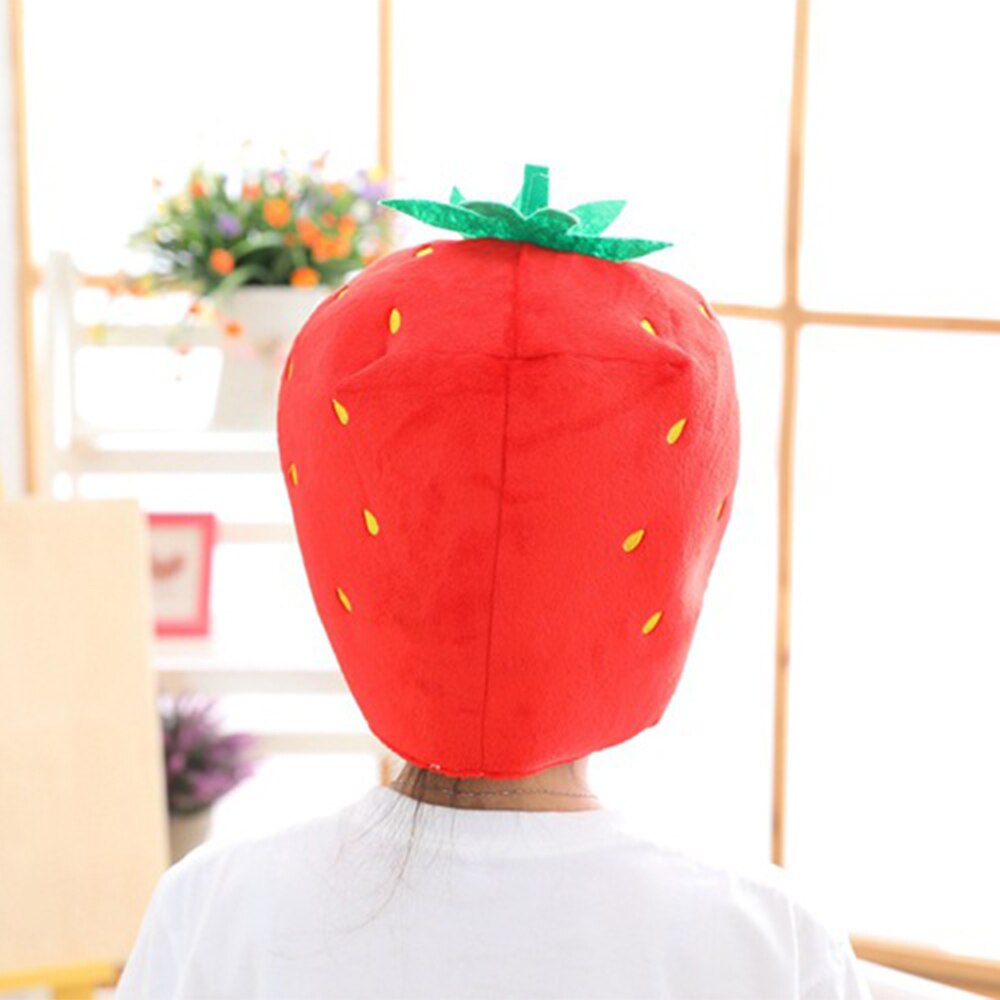 Søde kvinder piger sjov jordbær plys hat broderi frugter hætte kasket maske fest cosplay kostume foto rekvisitter legetøj