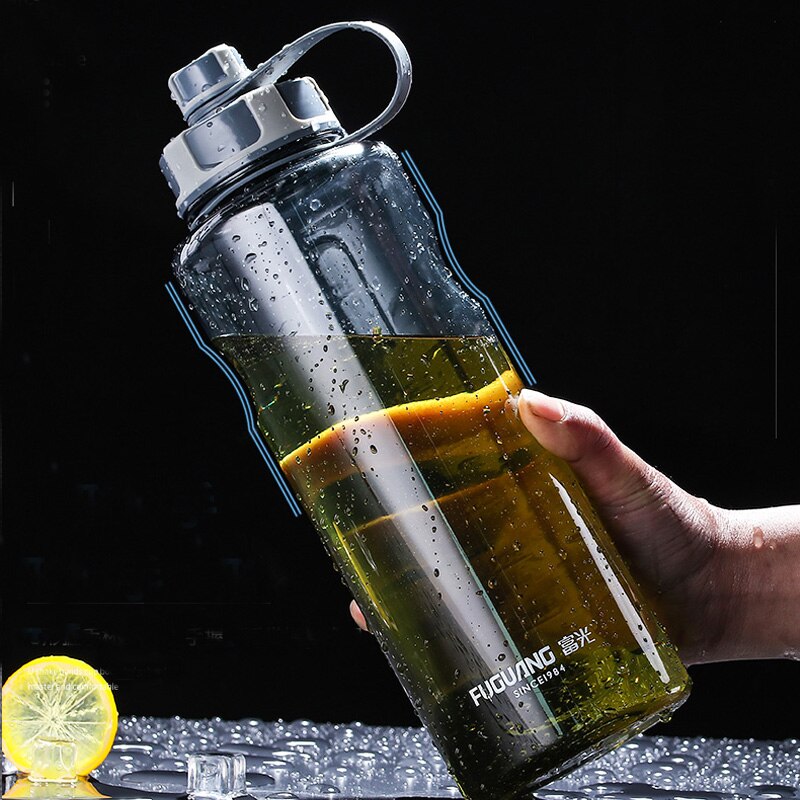 BPA Free 1000ml/1500ml/2000ml Plastic Bottles For Water Portable Fitness Sport Water Bottles Drinking For Bottle: 1500ml / Gray