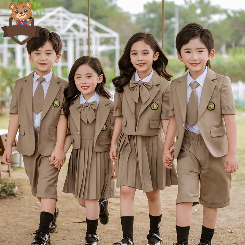 Uniforme scolaire coréen japonais pour enfants, pour filles et garçons, chemise blanche, Blazer, manteau à bretelles, robe, short, ensemble de vêtements, tenue d&#39;étudiant