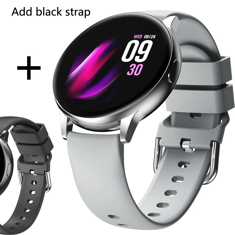 Smartwatch Men Women - Full Touch Heart Rate Blood Pressure Monitor - Fitness Tracker for Android iOS: Silver with a black strap