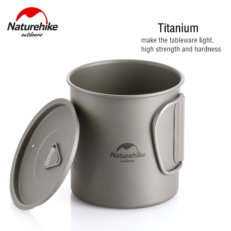 Naturehike Titan Tasse Camping Titan Schüssel draussen Geschirr Becher mit Faltbare Griff Tragbare Kochgeschirr für Wandern Picknick