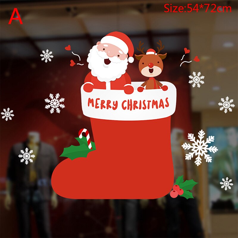 Christmas Stickers Window Glass Stickers Paster round Tube Packaging Glue-Free Electrostatic Christmas Decorations: A