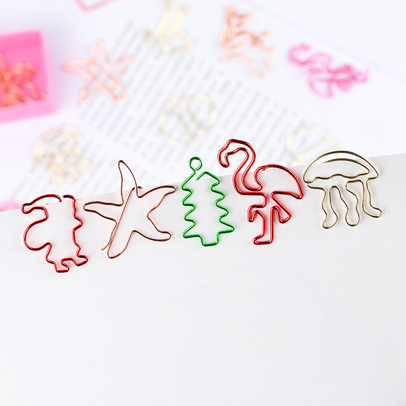 Mini pince en papier, forme de sirène, reliure en métal, avec pince à papier, étoile de mer, papeterie, Kawaii, pour Photos, billets et lettre, 9 pièces/boîte