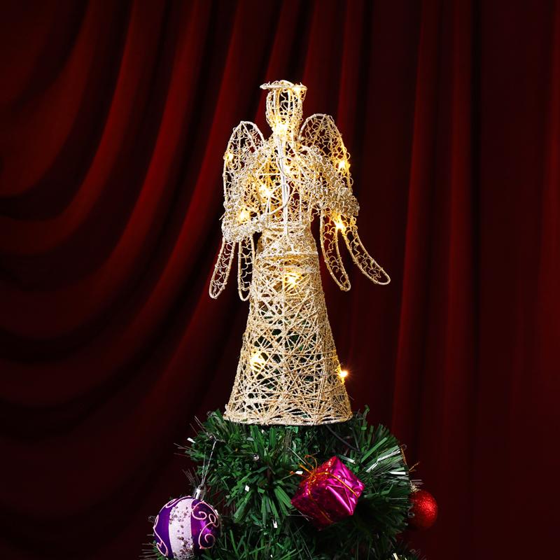 Pretyzoom Kerst Engel Treetop Gouden Kerstboom Topper Batterij Aangedreven Charmante Engel Kerst Xmas Treetop Ornament
