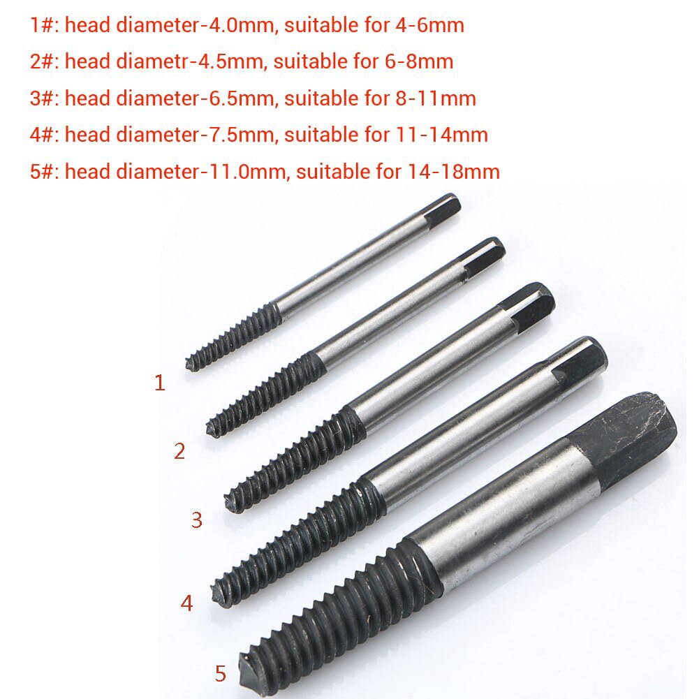 5pc Easy Out Damaged Tap Screw Extractor Drill Bit Broken Bolt Remover Tool for Kitchen Water Mixer Tap