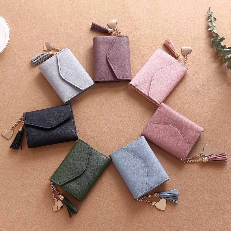 Vrouwen Portemonnee Leuke Student Tassel Hanger Korte Portemonnee Trend Kleine Mode Pu Portemonnee Portemonnee Dames Kaart Tas voor Vrouwen