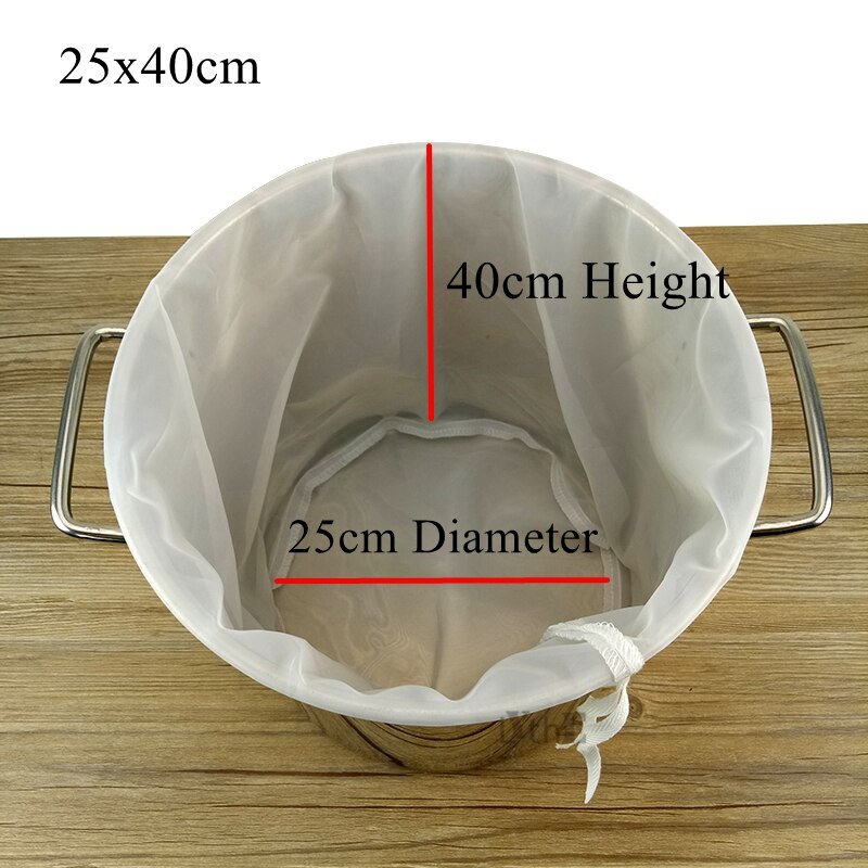 Brew Bags Reusable Fine Mesh Bag for Beer Wine Fruit Grape Nut Milk Press Straining Brew Beer Brewing Filters Strainers Bags: 500Mesh 25Micron / 25x40cm