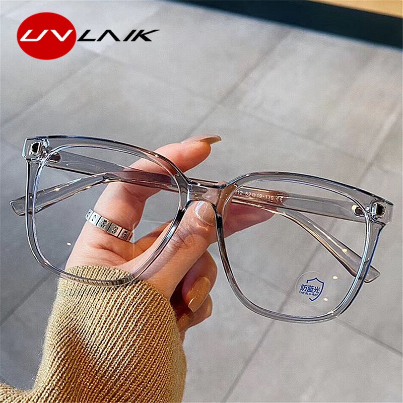 UVLAIK Transparent Computer Glasses Frame Women Men Anti Blue Light Round Eyewear Blocking Glasses Optical Spectacle Eyeglass