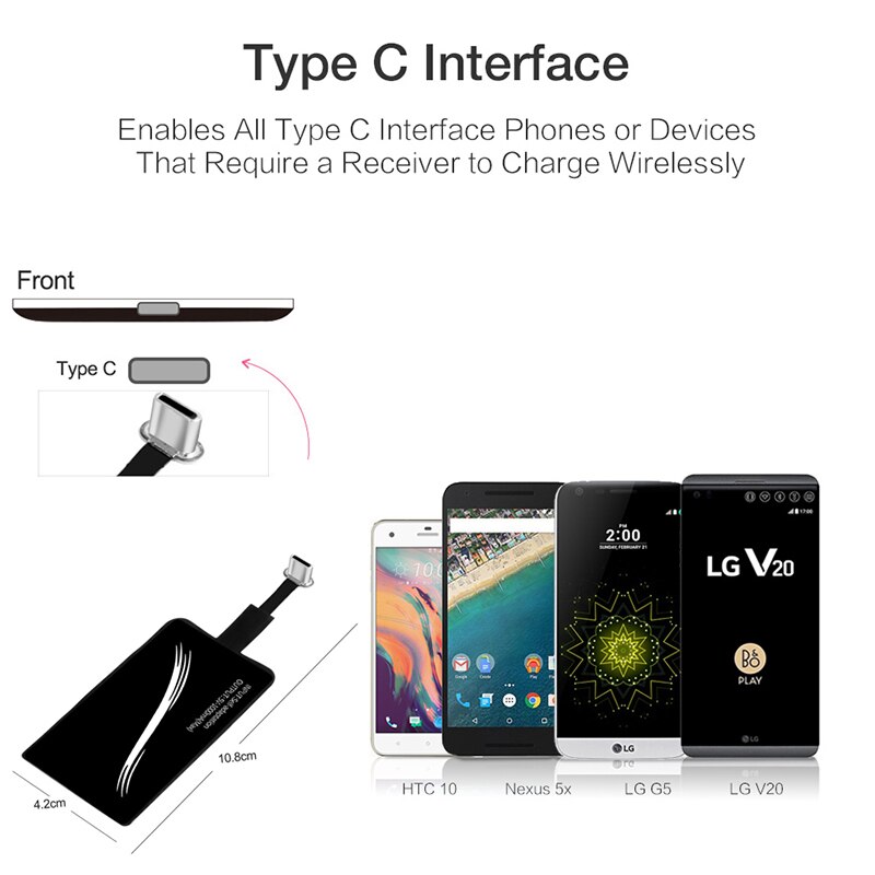 Micro USB Type C Wireless Charge Receiver Fast Charging induction Charger For iPhone Huawei Xiaomi Redmi Mobile Phone Charge Pad