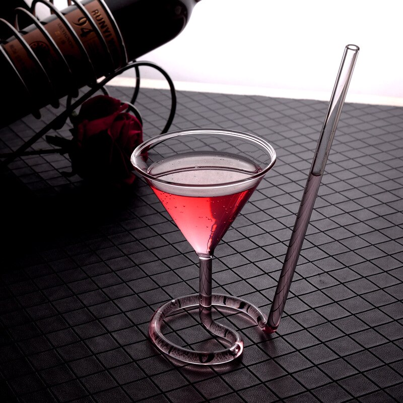 Spiral cocktail glass rotating martini glass vampire glass long tail cocktail glass