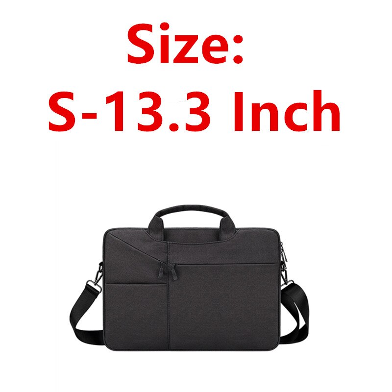 Nowy wodoodporny mężczyzna kobiet 13.3 14 15.6 Cal teczka na laptopa torebka biznesowa o dużej pojemności Messenger Notebook torba na ramię: S-13.3 Inch-Black