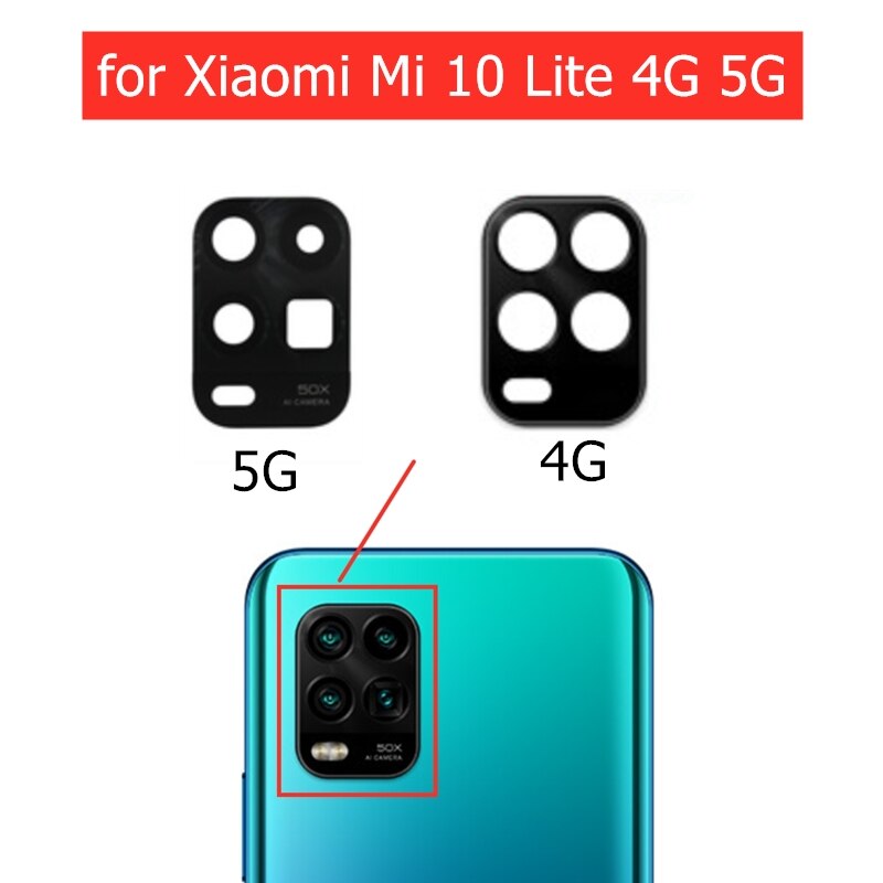 2Pcs Voor Xiaomi Mi 10 Lite 4G 5G Terug Camera Glazen Lens Achteruitrijcamera Glas Met 3M Lijm Reparatie Onderdeel