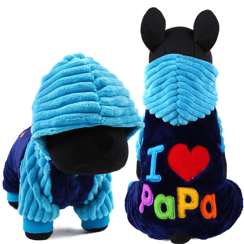 Petcircle I love papa and mama winter Pet Dog Clothes Clothing For Pet Small Large Dog Coat Winter Clothes Jackets: Blue / XXS