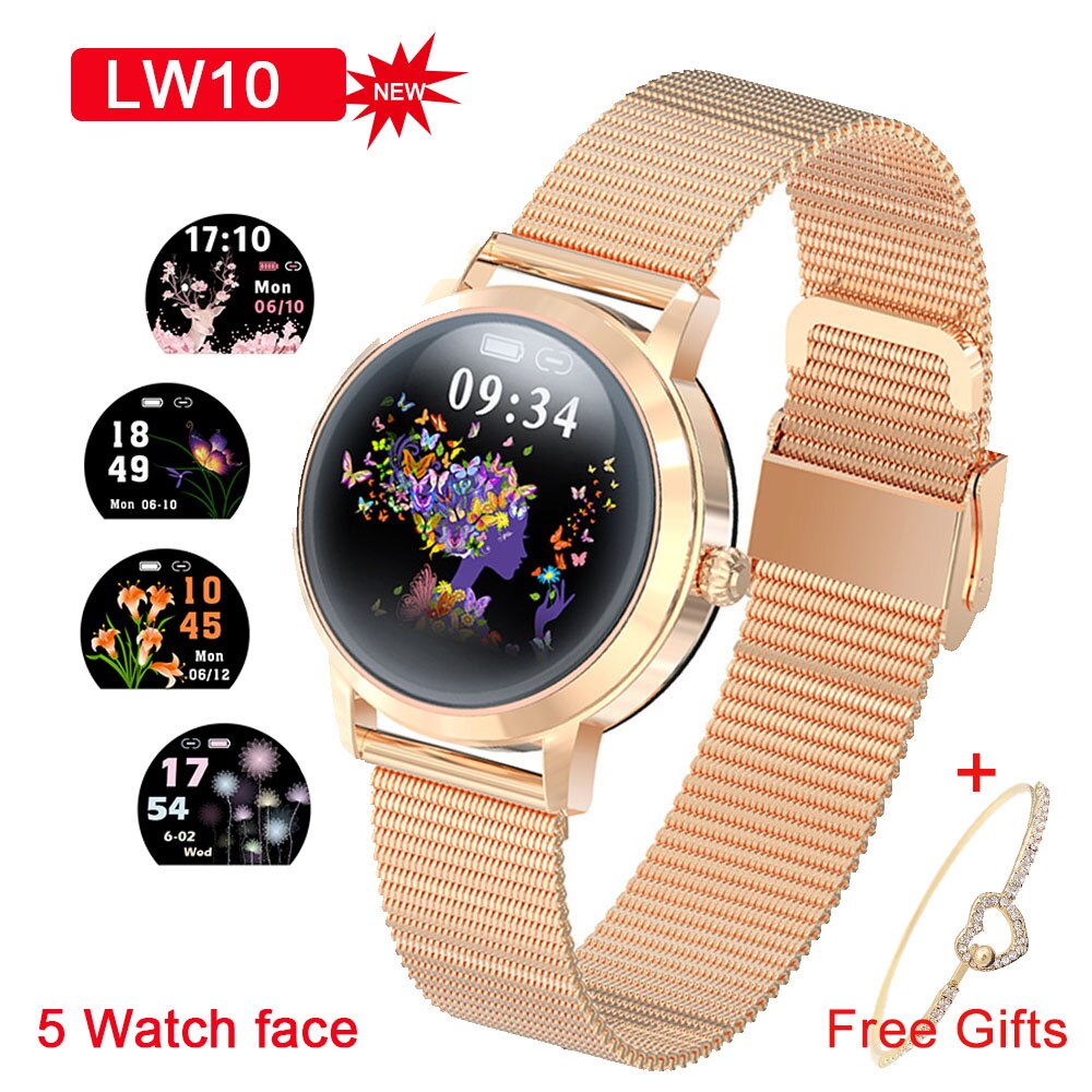 Kw10/kw20 relógio inteligente mulher ip68 à prova dip68 água monitor de freqüência cardíaca pedômetro fitness tracke pulseira relógio de pulso para xiaomi huawei: LW10 Upgrade Gold