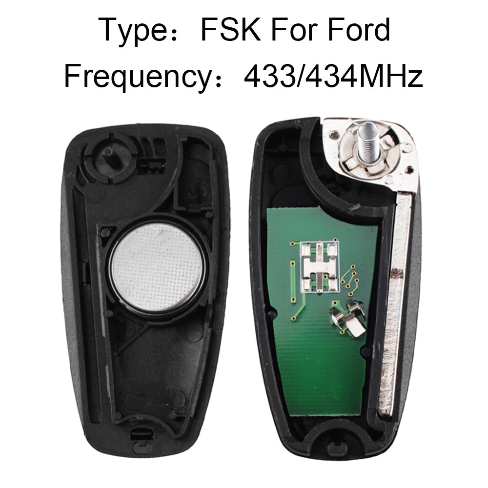 Keyyou 3 knappar 434/433 mhz fsk för ford mondeo focus c-max bil fjärrkontrollnyckel 4 d 63 chip 40/80 bit
