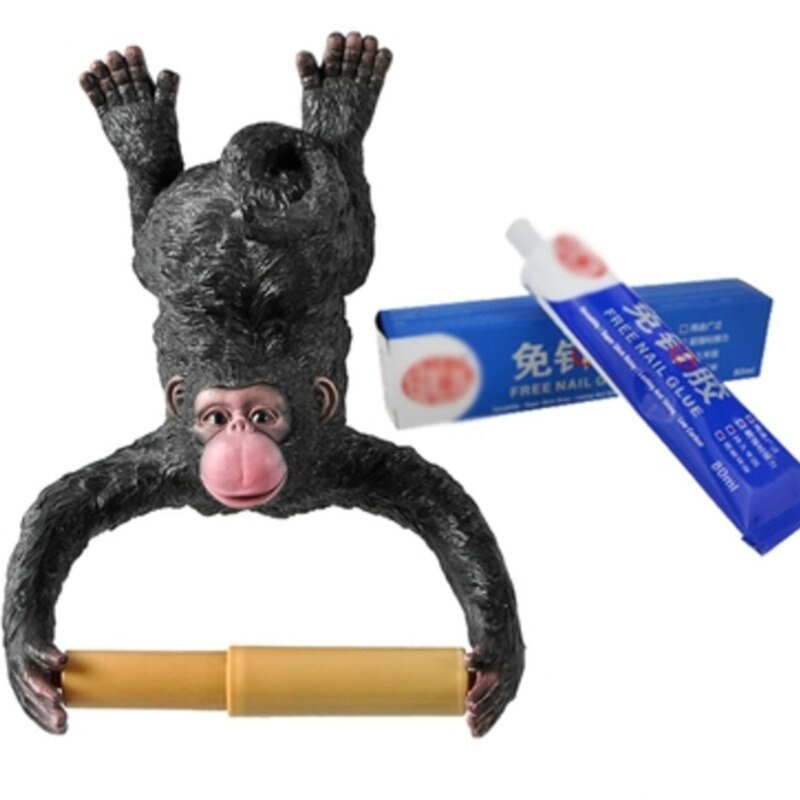Lovely Bathroom Tissue Holder Roll holder Funny Monkey Toilet Paper Rack Resin Waterproof Wall Hanging