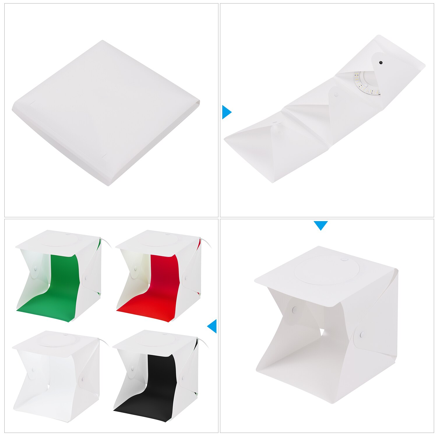 Andoer 22*23*24cm foldbar studie lyskasse førte foto fotografering skydning telt softboks 5500k hvidt lys lysstyrke kan justeres