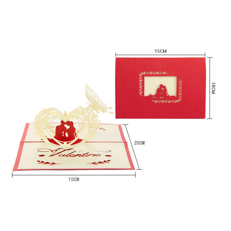 1pc Handmade 3D Pop Up Greeting Cards with Envelope for Anniversary Birthday Couples Valentines Day Lovers