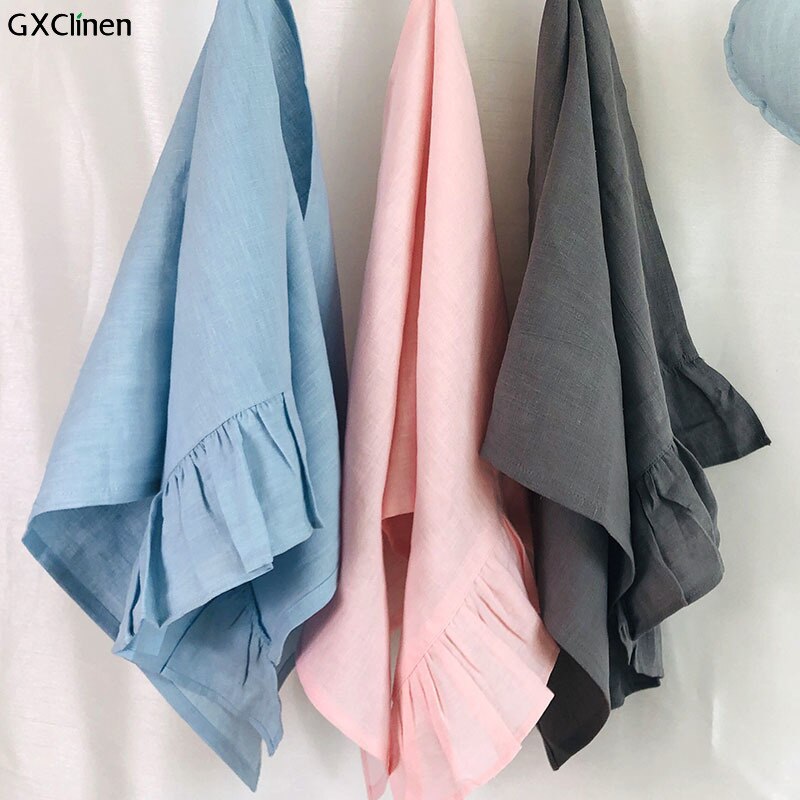 100% asciugamano in lino con volant 4 pezzi asciugamani assorbenti in lino naturale capelli multifunzionali adulti asciugamano per bambini per bagno 30*50cm