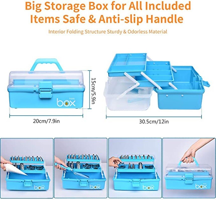 236pcs Cake Decorating Tools Piping Bags and Tips Set Baking with Multi-Purpose 3-Layer Toolbox Baking Set Cake Decorating Tool