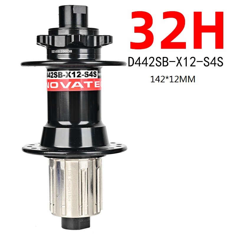 NOVATEC D041SB/D042SB piasta rowerowa mtb piasta 28H/32H/36H hamulec tarczowy 4 łożysko 8-11S QR/THRU piasta łożyska części rowerowe: czarny 32H R THRU