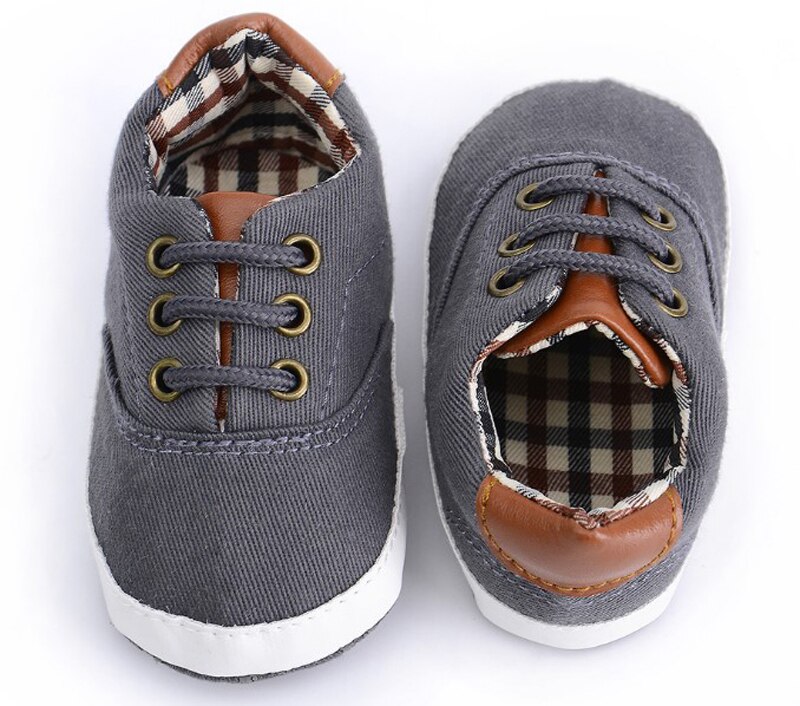 Baby Canvas Shoes Newborn Boys Infant Shoes Prewalkers Crib Shoes Nonslip Loafers First Walkers 11-12-13 Slip On SandQ Baby: dark grey / 12