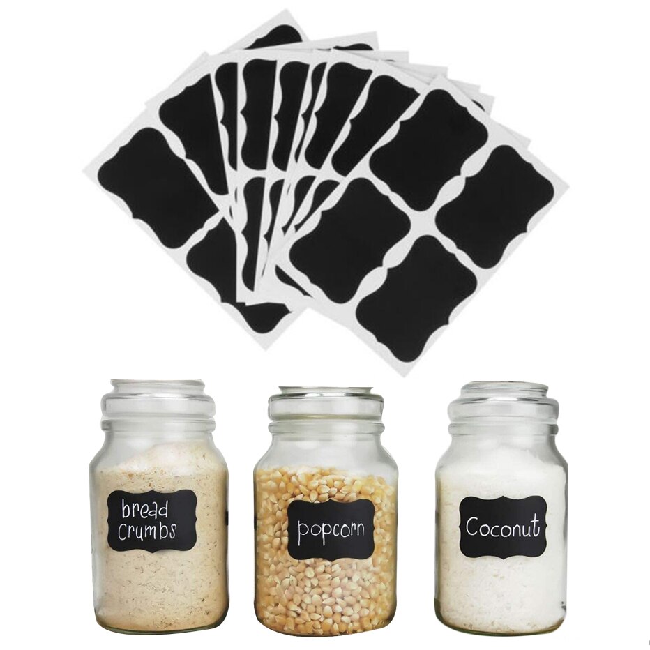 Large Size 40PCS Label Stickers Self-adhesive Spice Jar Bottles Containers Mark Sticker Free Erasable Chalkboard Labels