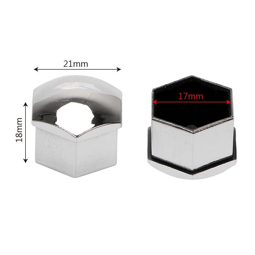 Wielmoer Velg Cover, 20 stuks 17mm Moer Auto Wiel Auto Hub Schroef Bescherming Anti-diefstal Cover Cap voor Wiel Wielmoer Covers Wielmoer Covers Auto Wielen(Zilver