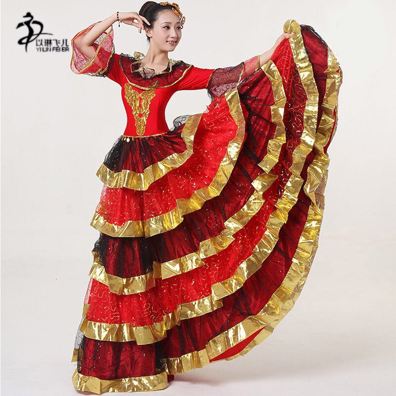 Flamenco Dress Spain Opening Dance Dress/ Tango Flamenco Dance Dress90/180/270/360 Degree/Spanish Flamenco Dress Skirts