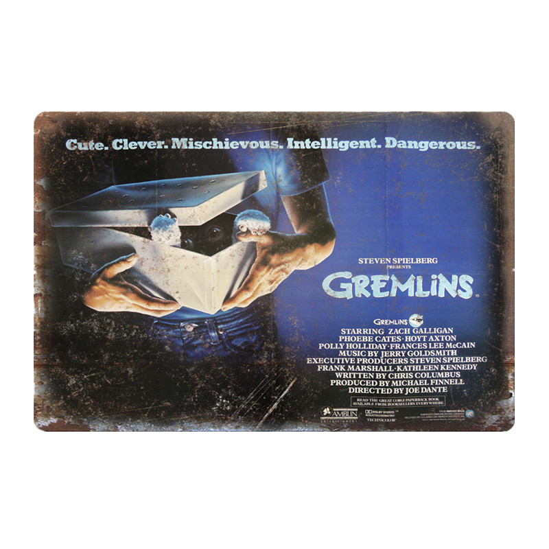 Gremlins Wall Stickers for Kids Room Game Center Home Decoration Vintage Art Painting Plaque Metal Signs