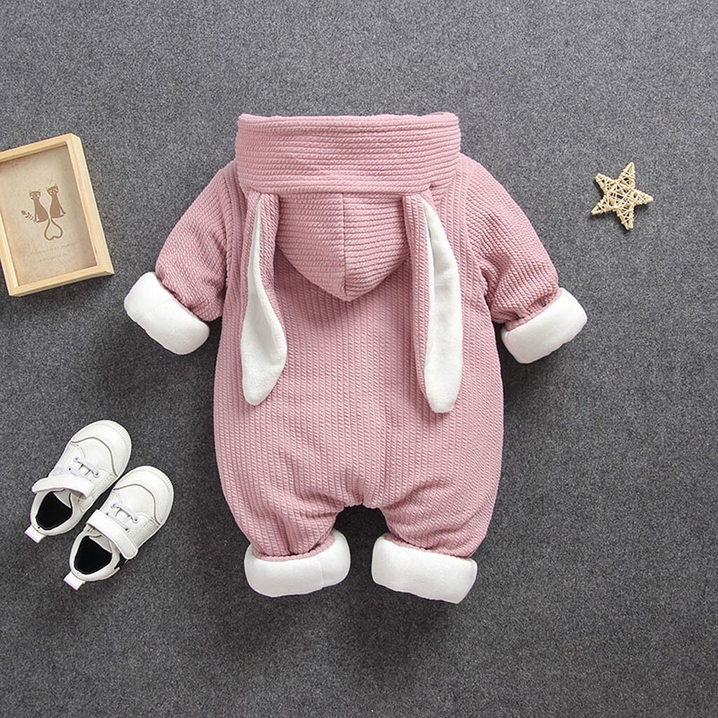 SAGACE Baby Girl Winter Cute Rabbit Ear Jumpsuit Romper Sets Cotton Clothes Kids Girl Outerwear Coats Baby Girl Romper Sets