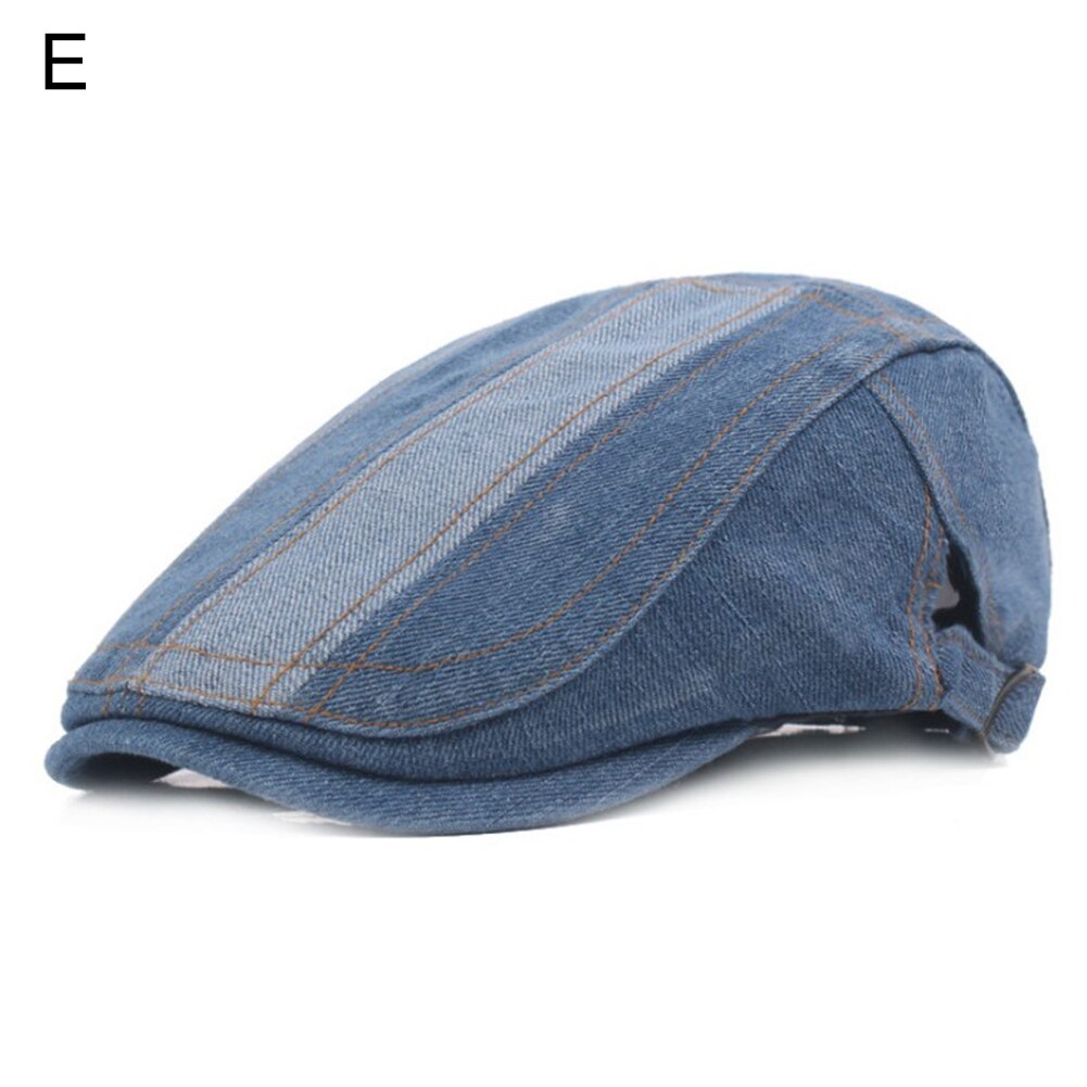 Autumn Jeans Beret Hat for Men Women Casual Unisex Denim Beret Cap Fitted Sun Cabbie Flat Cap Gorras Newsboy Hat Jeans Beret Hat: E